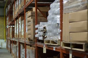 Fire hoses on palette in Wilson and Cousins Warehouse